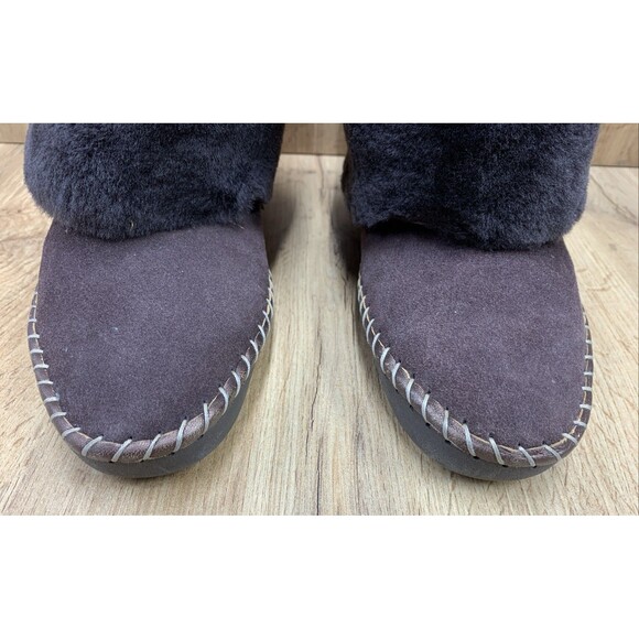 Jessica Simpson Women's Micro Suede Boot Bootie Slippers Fur Lining Brown Size 9 - Picture 6 of 16